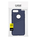 Reiko Apple iPhone 8 Plus TPU Leather Feel Case Leather Fit Flexible Slim Premium Case in Blue | MaxStrata