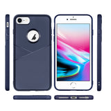 Reiko iPhone 7/8/SE2 TPU Leather Feel Case Leather Fit Flexible Slim Premium Case in Blue | MaxStrata