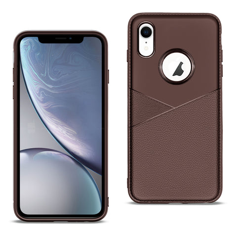 Reiko Apple iPhone XR TPU Leather Feel Case Leather Fit Flexible Slim Premium Case in Brown | MaxStrata