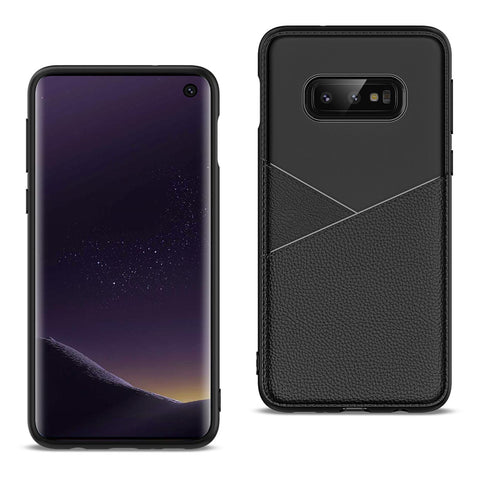 Reiko Samsung Galaxy S10 Lite (S10E) TPU Leather Feel Case Leather Fit Flexible Slim Premium Case in Black | MaxStrata