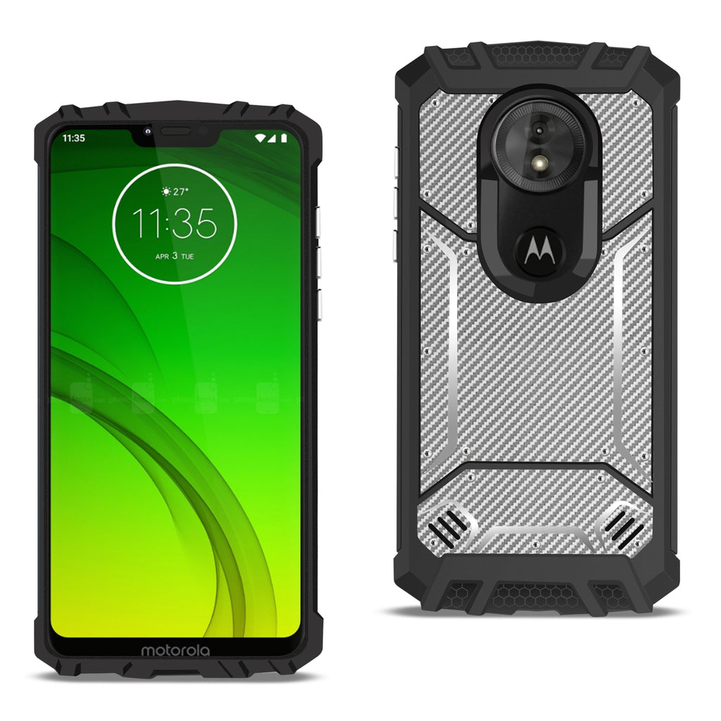Reiko Motorola Moto G7 Power Carbon Fiber Hard-Shell Case in Gray | MaxStrata