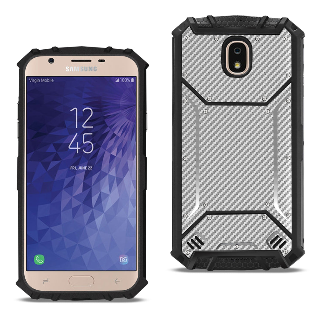 Reiko Samsung Galaxy J3 (2018) Carbon Fiber Hard-Shell Case in Gray | MaxStrata