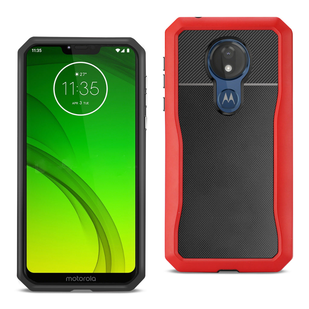 Reiko Motorola Moto G7 Power Full Coverage Shockproof Case in Red | MaxStrata