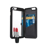 Reiko iPhone 6 Plus/ 6S Plus Hidden Mirror Wallet Case with Kickstand Function in Black | MaxStrata