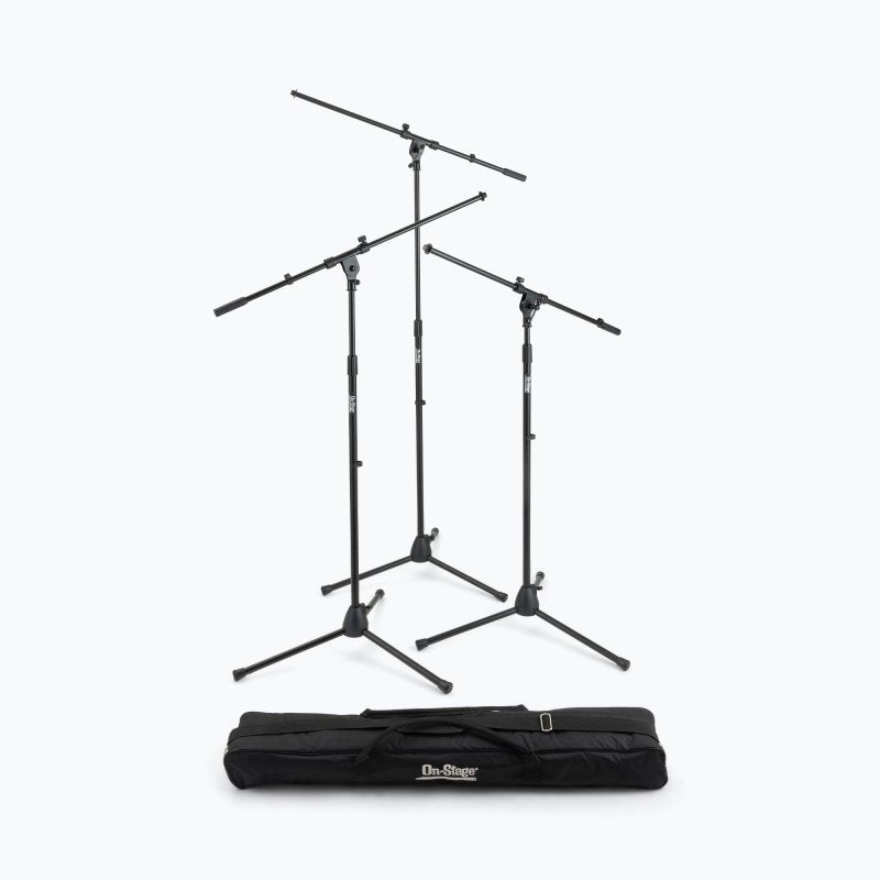 On-Stage Three Euro Boom Mic Stands with Bag (MSP7703)