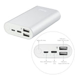 Reiko 2A5V 6800mAh Universal Power Bank with Two USB-A Ports & One USB-C in Silver | MaxStrata