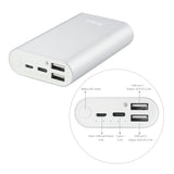 Reiko 2A5v 6800Mah Universal Power Bank with Two USB-A Ports & One USB-C in Silver | MaxStrata
