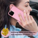 Reiko Apple iPhone 11 Pro Wheat Bran Material Silicone Phone Case in Pink | MaxStrata
