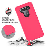 Reiko LG K51 3-in-1 Hybrid Heavy Duty Holster Combo Case in Hot Pink | MaxStrata