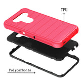 Reiko LG K51 3-in-1 Hybrid Heavy Duty Holster Combo Case in Hot Pink | MaxStrata