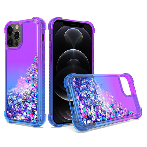 Reiko Shiny Flowing Glitter Liquid Bumper Case for Apple iPhone 12 Pro Max in Purple | MaxStrata