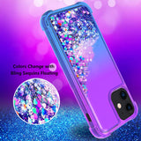 Reiko Shiny Flowing Glitter Liquid Bumper Case for Apple iPhone 12 Mini in Purple | MaxStrata