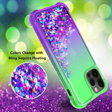 Reiko Shiny Flowing Glitter Liquid Bumper Case for Apple iPhone 12/iPhone 12 Pro in Green | MaxStrata