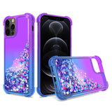Reiko Shiny Flowing Glitter Liquid Bumper Case for Apple iPhone 12/iPhone 12 Pro in Purple | MaxStrata