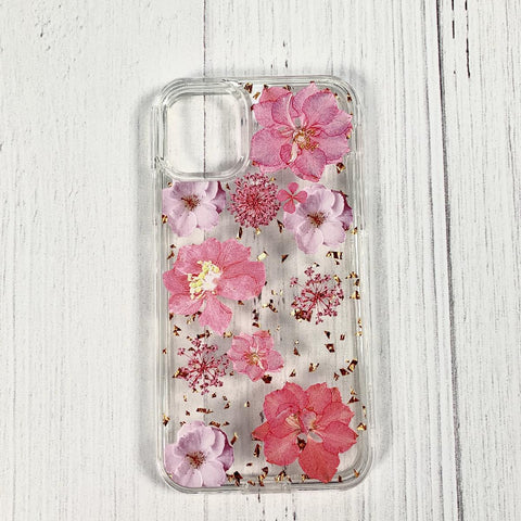 Reiko Pressed Dried Flower Design Phone Case for LG Aristo 5/K31/K30 2020/Aristo 5 Plus in Pink