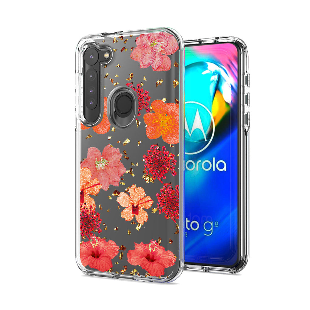 Reiko Motorola G Stylus Pressed Flower Case in Red