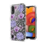 Reiko Pressed Dried Flower Design Phone Case for Samsung Galaxy A01 in Purple | MaxStrata