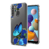 Reiko Pressed Dried Flower Design Phone Case for Samsung Galaxy A21 in Blue | MaxStrata