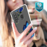 Reiko Pressed Dried Flower Design Phone Case for Samsung Galaxy A21 in Blue | MaxStrata