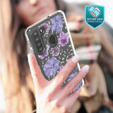 Reiko Pressed Dried Flower Design Phone Case for Samsung Galaxy A21 in Purple | MaxStrata