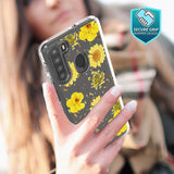Reiko Pressed Dried Flower Design Phone Case for Samsung Galaxy A21 in Yellow | MaxStrata