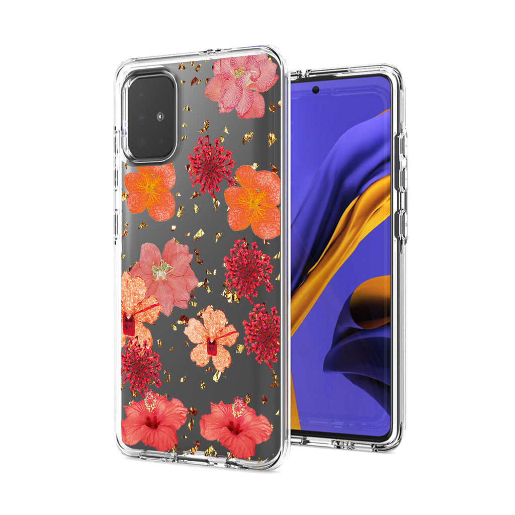 Reiko Pressed Dried Flower Design Phone Case for Samsung Galaxy A51 5G in Red | MaxStrata