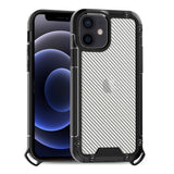 Reiko Shockproof PC Bumper Case with Carbon Fiber Pattern in Black for iPhone 12 Mini | MaxStrata