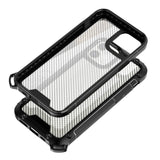 Reiko Shockproof PC Bumper Case with Carbon Fiber Pattern in Black for iPhone 12 Mini | MaxStrata