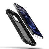 Reiko Shockproof PC Bumper Case with Carbon Fiber Pattern in Black for iPhone 12 Mini | MaxStrata