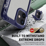 Reiko Shockproof PC Bumper Case with Carbon Fiber Pattern in Navy for iPhone 12 Mini | MaxStrata