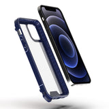 Reiko Shockproof PC Bumper Case with Carbon Fiber Pattern in Navy for iPhone 12 Mini | MaxStrata