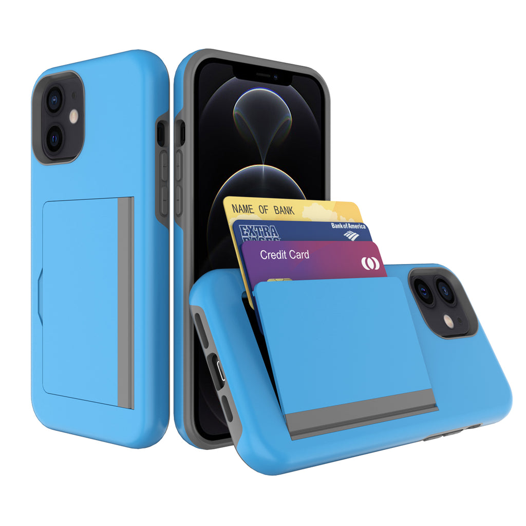 Reiko TPU PC Hybrid 2-in-1 Flip Card Holder Phone Case for Apple iPhone 12 Mini in Blue Reiko TPU PC Hybrid 2-in-1 Flip Card Holder Phone Case for Apple iPhone 12 Mini in Blue