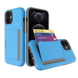 Reiko TPU PC Hybrid 2-in-1 Flip Card Holder Phone Case for Apple iPhone 12 Mini in Blue | MaxStrata