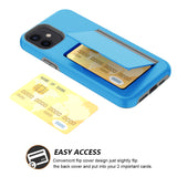 Reiko TPU PC Hybrid 2-in-1 Flip Card Holder Phone Case for Apple iPhone 12 Mini in Blue | MaxStrata