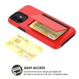 Reiko TPU PC Hybrid 2-in-1 Flip Card Holder Phone Case for Apple iPhone 12 Mini in Red | MaxStrata