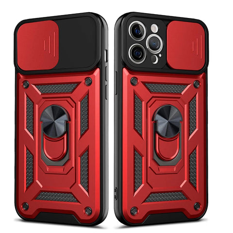 Reiko Kickstand Ring Holder with Slide Camera Cover TPU Shockproof Case & Magnetic Car Mount for Apple iPhone 12 Pro Max | MaxStrata
