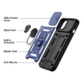 Reiko Kickstand Ring Holder with Slide Camera Cover TPU Magnetic Car Mount for Apple iPhone 13 in Blue | MaxStrata