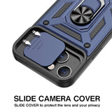 Reiko Kickstand Ring Holder with Slide Camera Cover TPU Magnetic Car Mount for Apple iPhone 13 in Blue | MaxStrata
