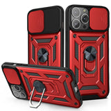 Reiko Kickstand Ring Holder & Slide Camera Cover Magnetic Car Mount for Apple iPhone 13 Pro Max in Red | MaxStrata