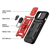 Reiko Kickstand Ring Holder with Slide Camera Cover TPU Magnetic Car Mount for Apple iPhone 13 in Red | MaxStrata