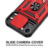 Reiko Kickstand Ring Holder with Slide Camera Cover TPU Magnetic Car Mount for Apple iPhone 13 in Red | MaxStrata