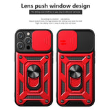 Reiko Kickstand Ring Holder with Slide Camera Cover TPU Magnetic Car Mount for Apple iPhone 14 Pro Max in Red | MaxStrata