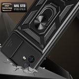 Reiko Kickstand Ring Holder with Slide Camera Cover TPU Magnetic Car Mount for Galaxy A04 in Black | MaxStrata