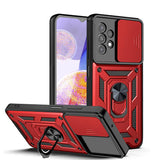 Reiko Kickstand Ring Holder with Slide Camera Cover TPU Shockproof Case & Magnetic Car Mount for Samsung Galaxy A23 in