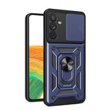 Reiko Kickstand Ring Holder with Slide Camera Cover TPU Magnetic Car Mount for Galaxy A34 5G  in Blue