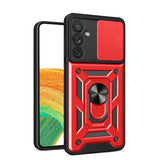 Reiko Kickstand Ring Holder with Slide Camera Cover TPU Magnetic Car Mount for Galaxy A34 5G  in Red | MaxStrata