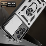 Reiko Kickstand Ring Holder with Slide Camera Cover TPU Shockproof Case & Magnetic Car Mount for Samsung Galaxy A52 5G | MaxStrata