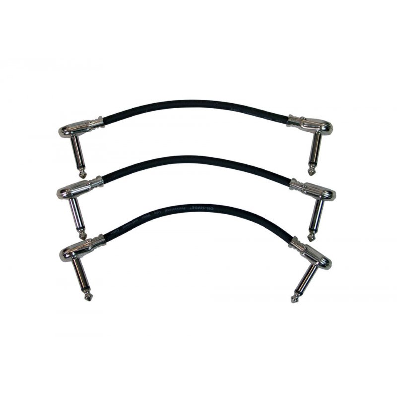 On-Stage 6" Patch Cable w/ Pancake Connectors (Black) - 3 Pack (PC506B-3PK) | MaxStrata®