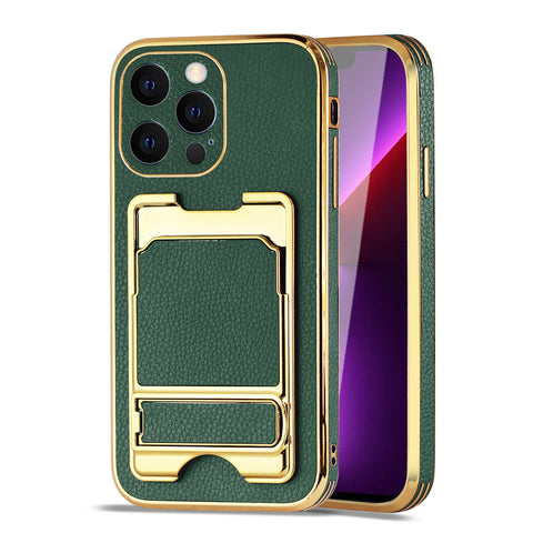 Reiko iPhone 13 Pro Leather Case with Card Holder in Green | MaxStrata