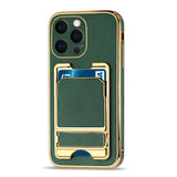 Reiko iPhone 13 Pro Leather Case with Card Holder in Green | MaxStrata